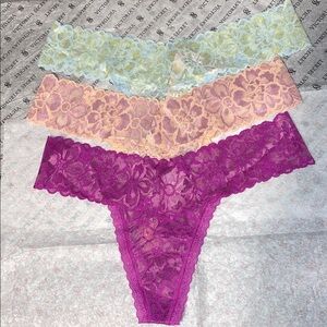 Victoria’s Secret Two Toned Shimmer Floral Lace Panties